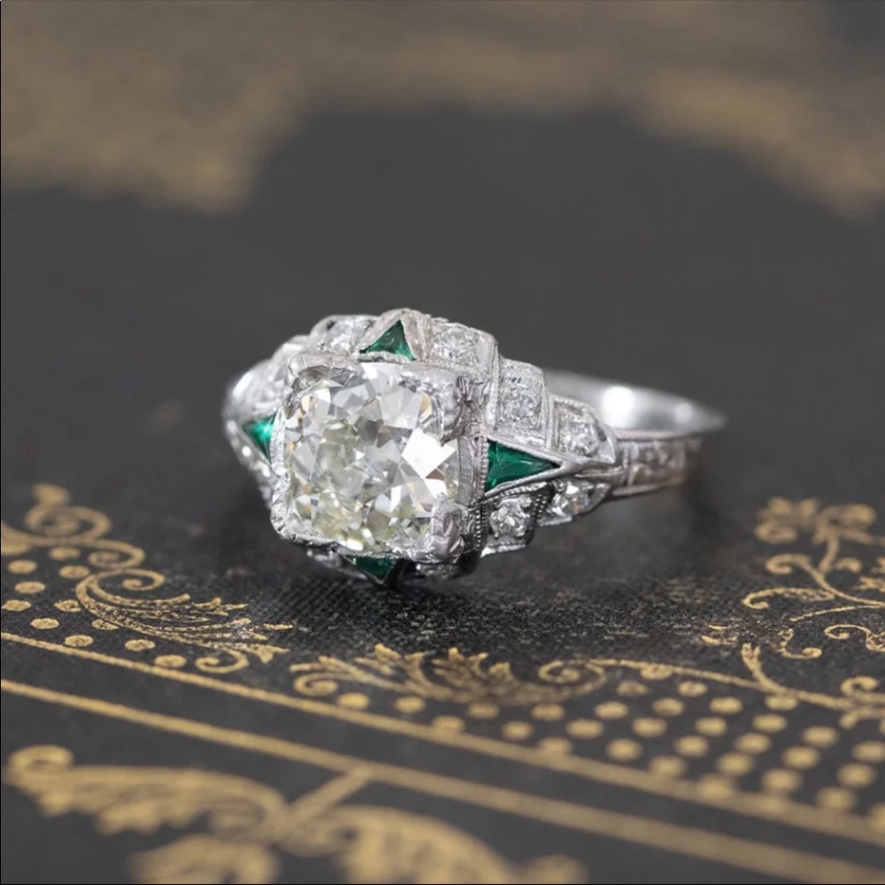 New Vintage Carved 925 Silver Diamond Ring - Picture 3 of 6